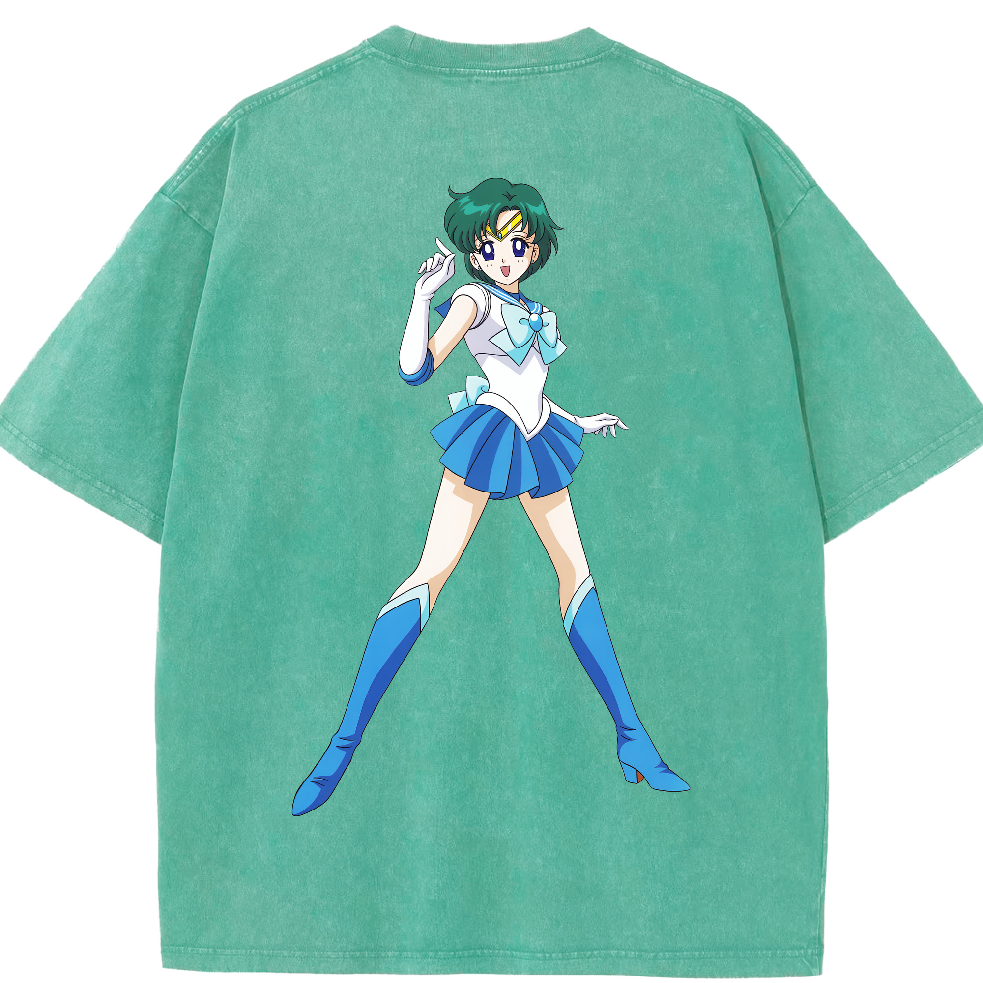 （画像用） 美少女戦士セーラームーン 海王 みちる（かいおう みちる） Sailor Moon Kaiou Michiru 綿100% ヴィンテージ風 半袖Tシャツ（背面プリント）